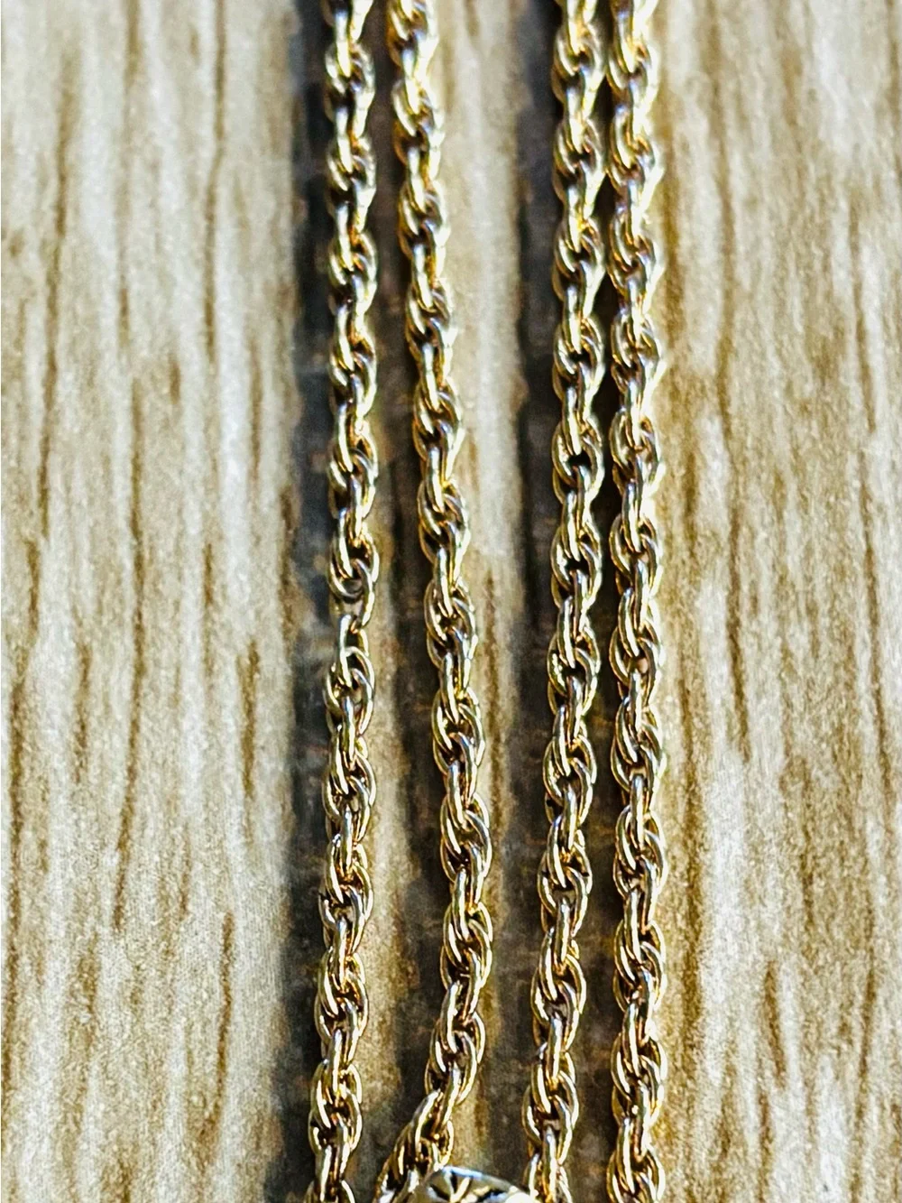 Vintage Gold Rope Style Chain Necklace with Natural Lapis and Pearl
